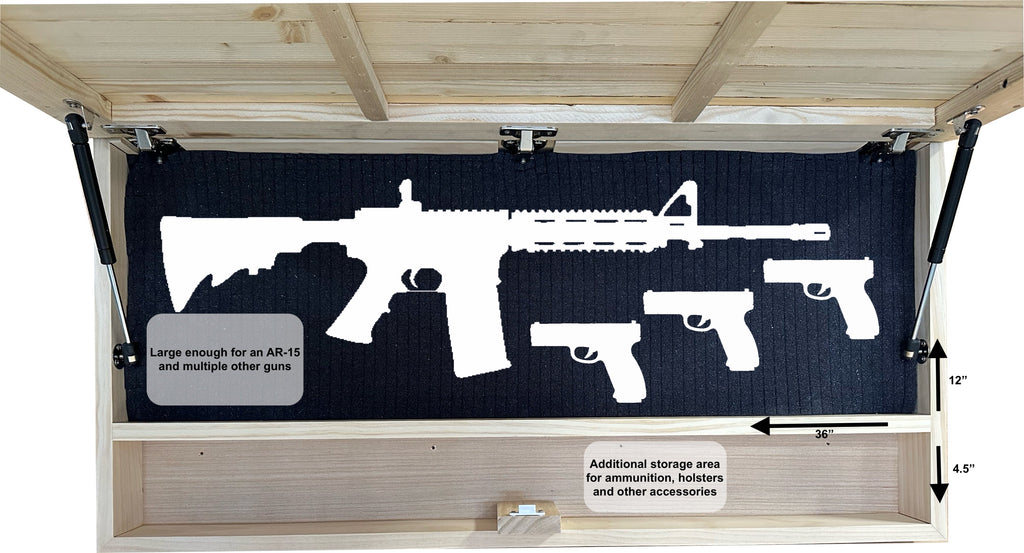Large American Flag Hidden Gun Cabinet with Magnetic Lock – Quick Access Concealed Wall Safe for Rifles, Shotguns & Handguns