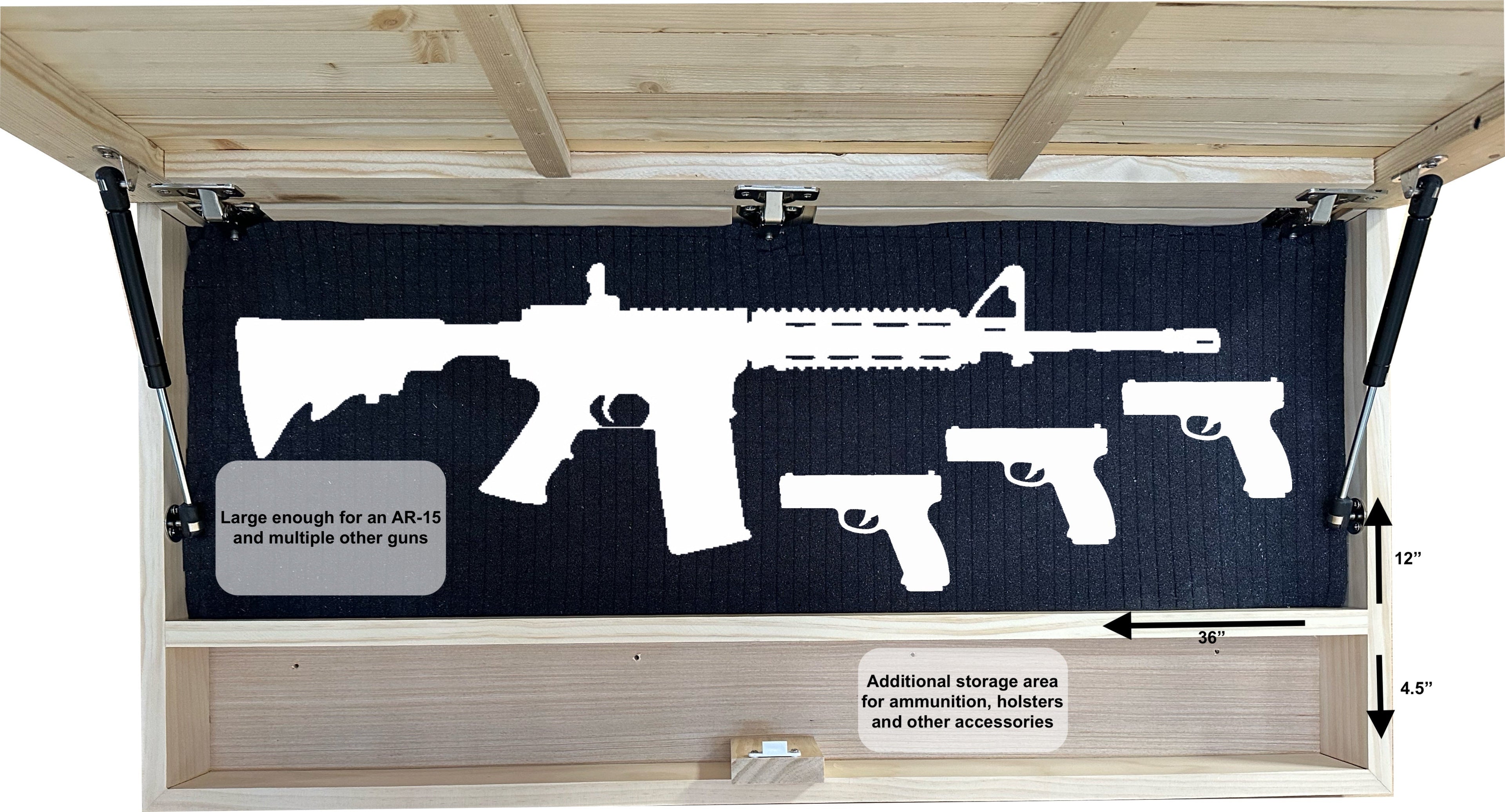 Large American Flag Hidden Gun Cabinet with Magnetic Lock – Quick Access Concealed Wall Safe for Rifles, Shotguns & Handguns
