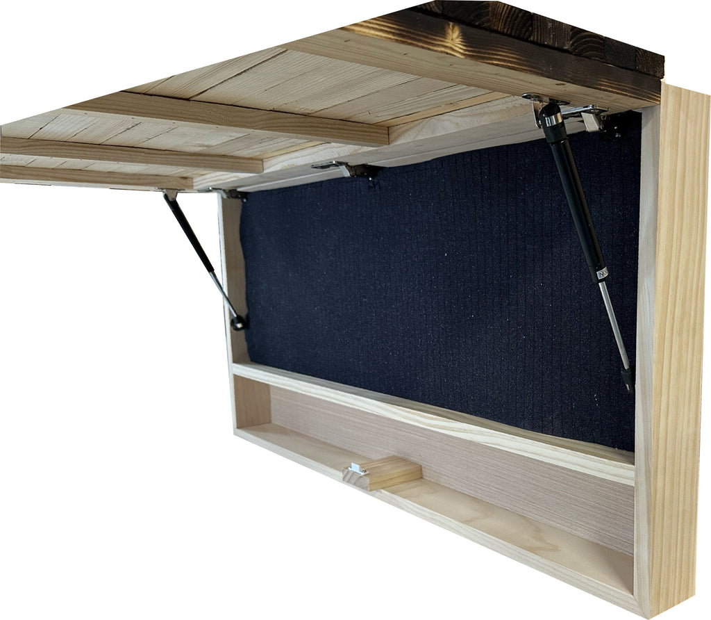 Large American Flag Hidden Gun Cabinet with Magnetic Lock – Quick Access Concealed Wall Safe for Rifles, Shotguns & Handguns