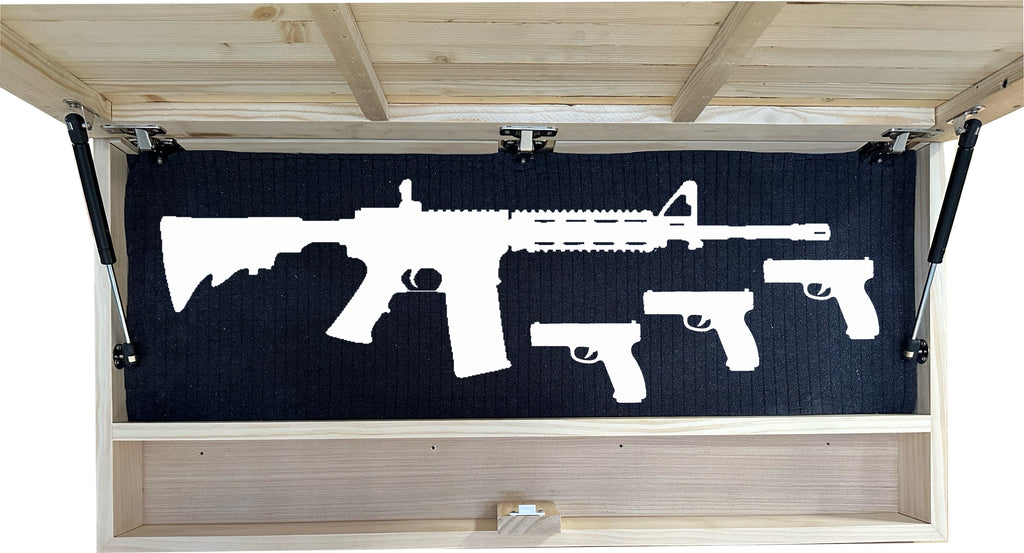 Large American Flag Hidden Gun Cabinet with Magnetic Lock – Quick Access Concealed Wall Safe for Rifles, Shotguns & Handguns