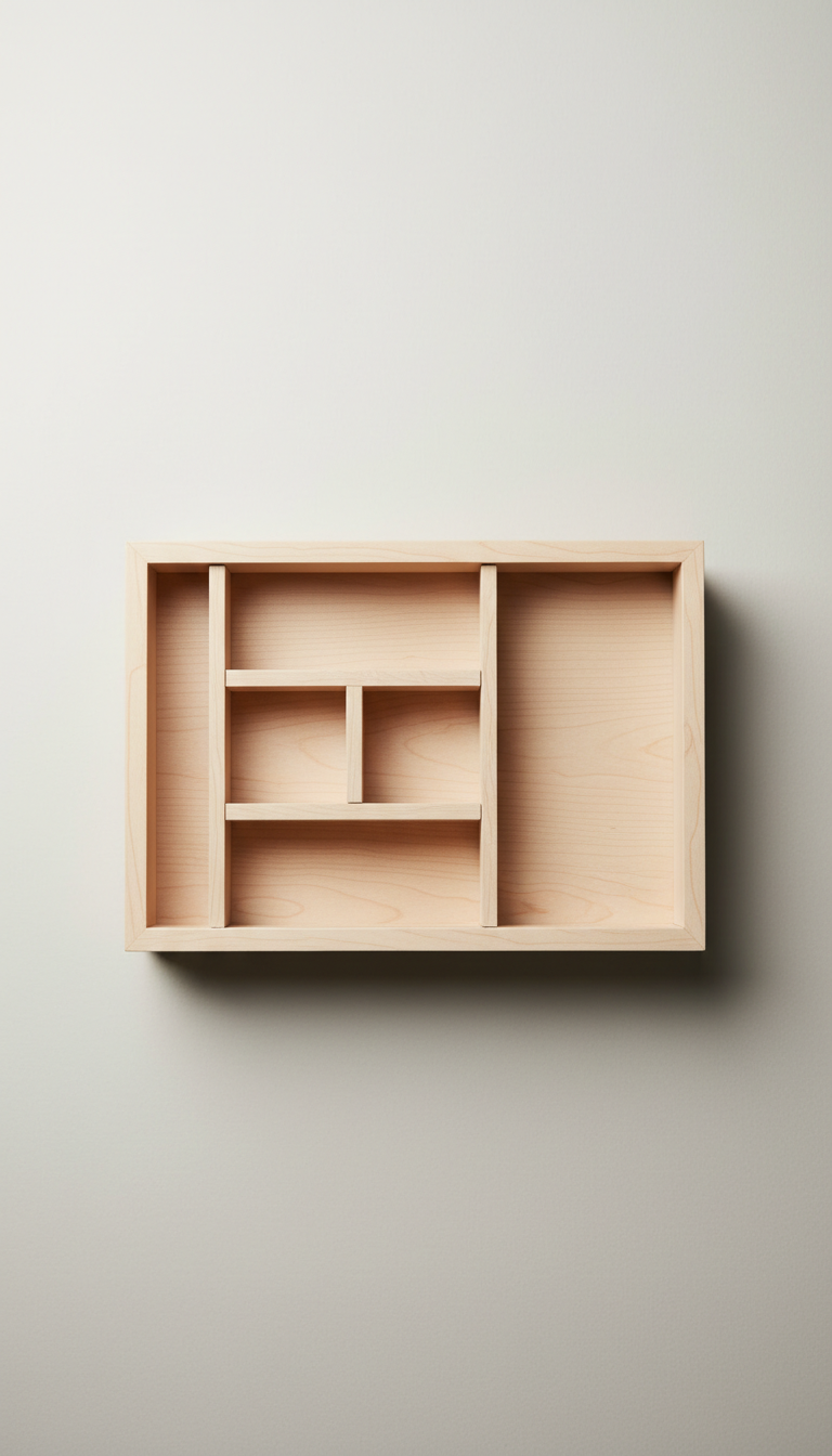 Natural Wood Drawer Insert With Adjustable Dividers
