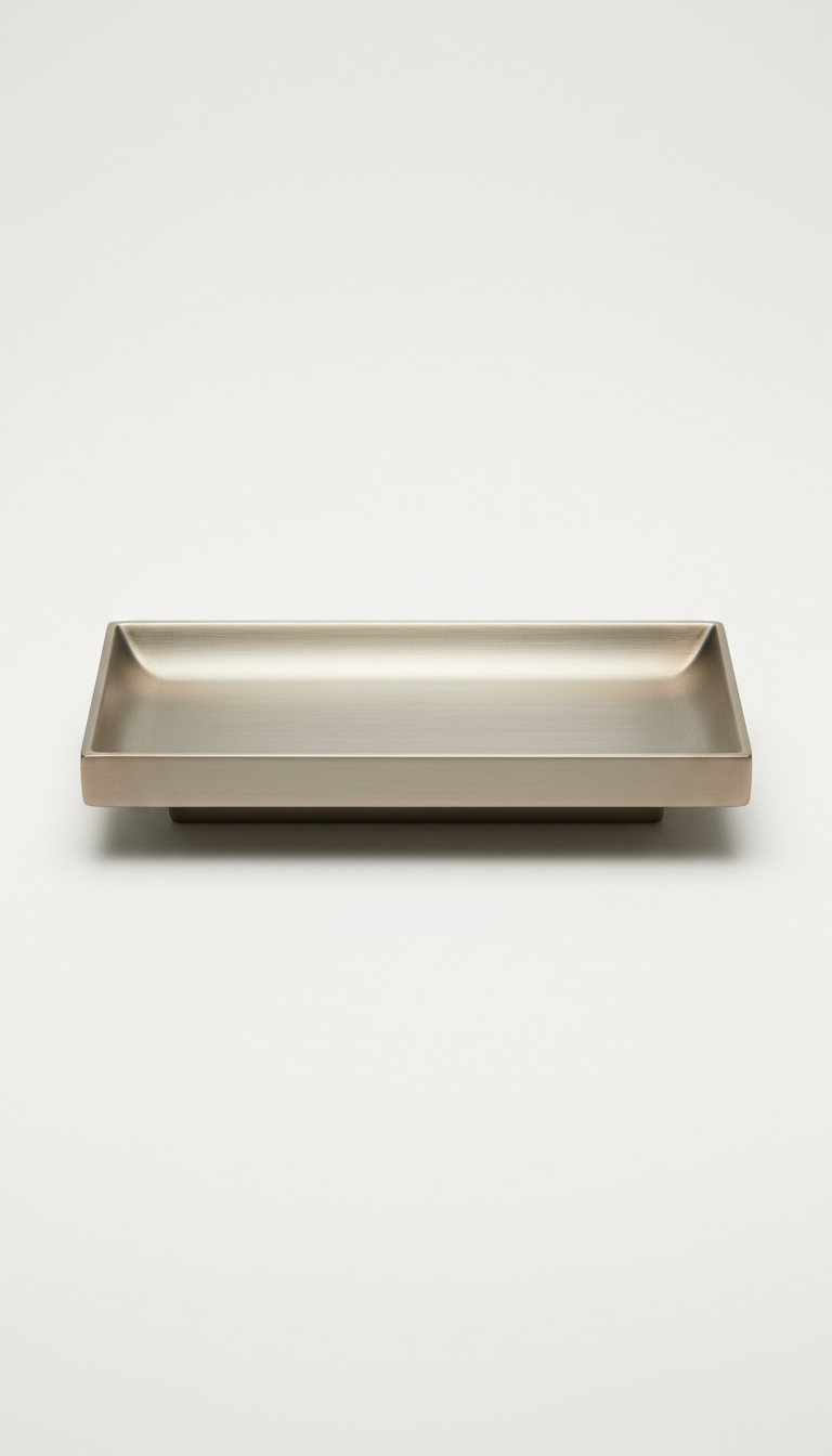 Brushed Metal Entryway Tray With Felt Liner